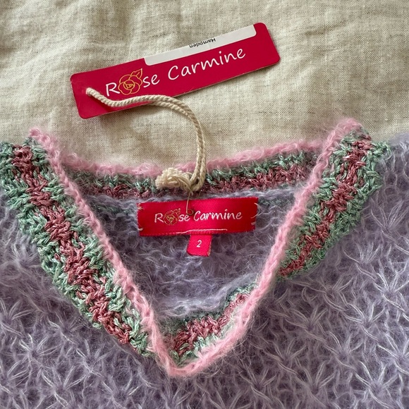 NWT Rose Carmine Mohair Balloon Sleave Sweater M - Picture 5 of 8